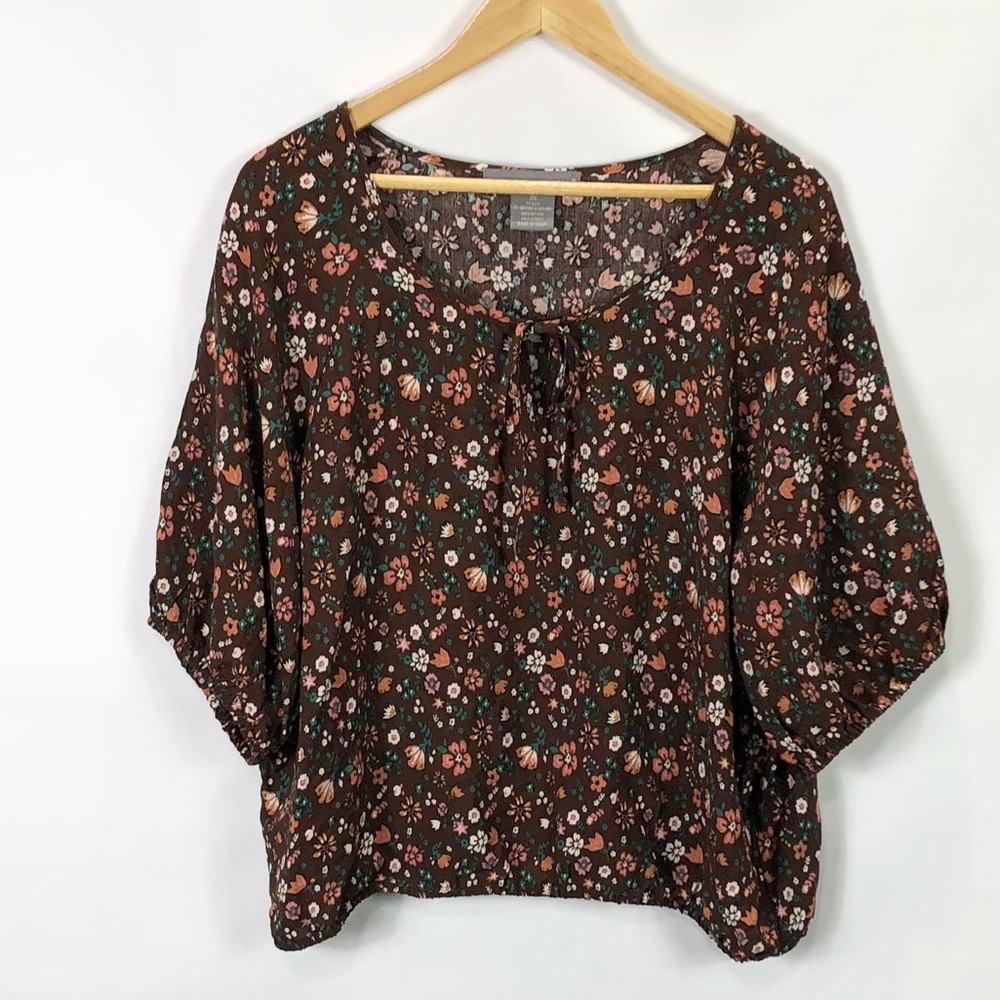 Lark & Grey floral print blouse short sleeves women’s plus size 2X